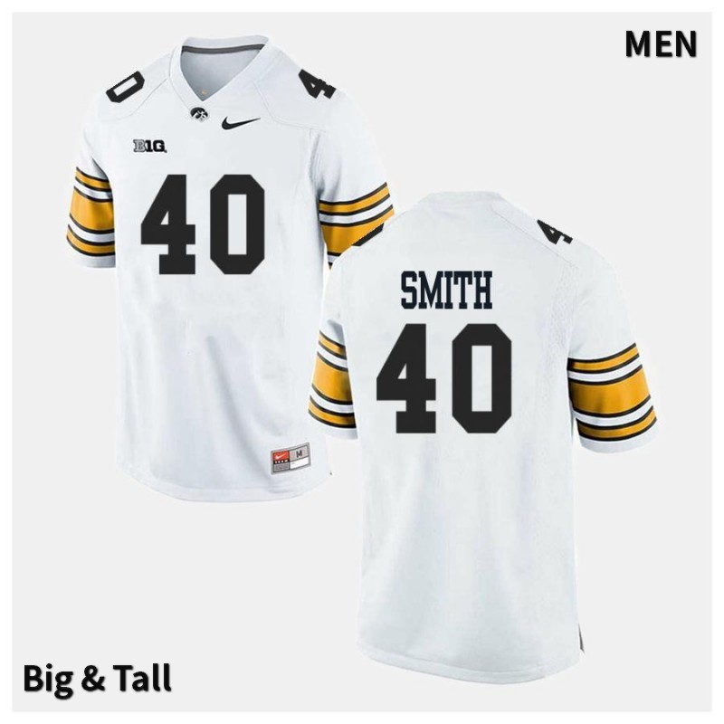 Men's Iowa Hawkeyes NCAA #40 Josef Smith White Authentic Nike Big & Tall Alumni Stitched College Football Jersey VO34Y88CG